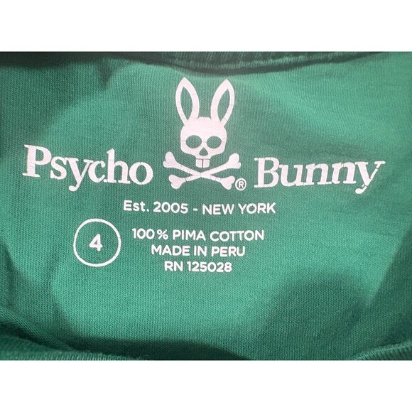 Psycho Bunny T-Shirt Mens Green Pima Cotton V Neck Short Sleeve Casual Tee M 4 - Picture 5 of 9